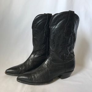Tony Lama Black Lizard Western Cowboy Boots